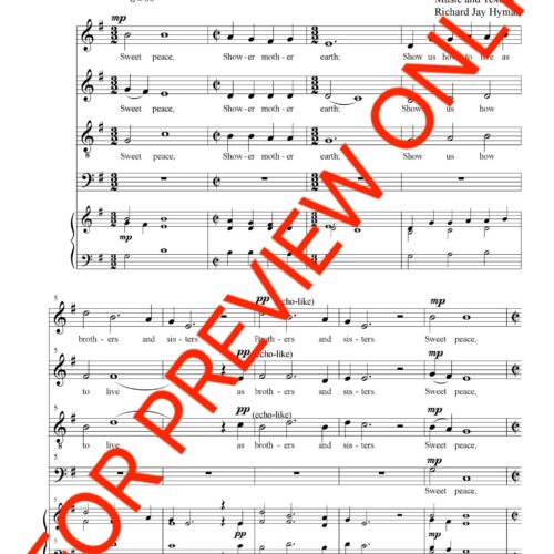 instant download, sweet peace, satb, choral music