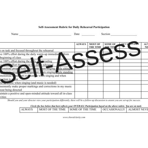 Self-Assessment Rehearsal Participation Rubric(s)