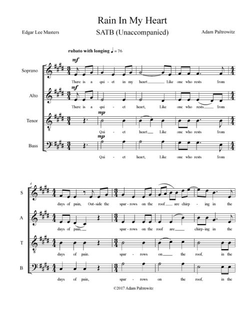 Rain In My Heart (SATB) Choral Clarity