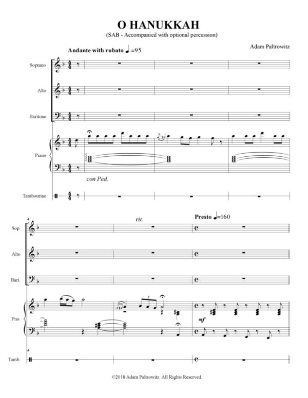 Oh Hanukkah SAB - Page 1