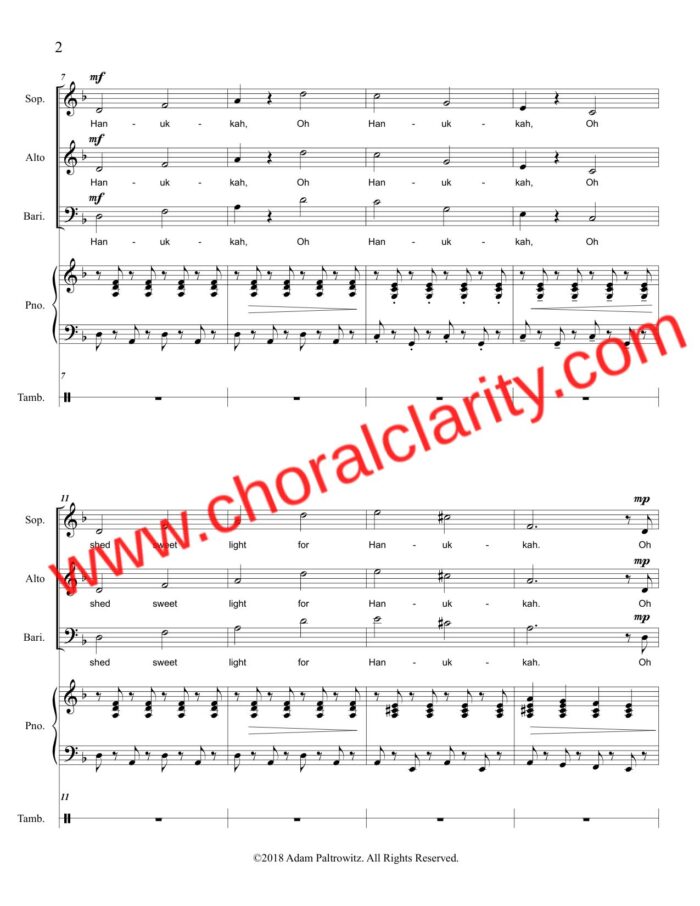Choral Clarity WatermarkOh Hanukkah SAB-2