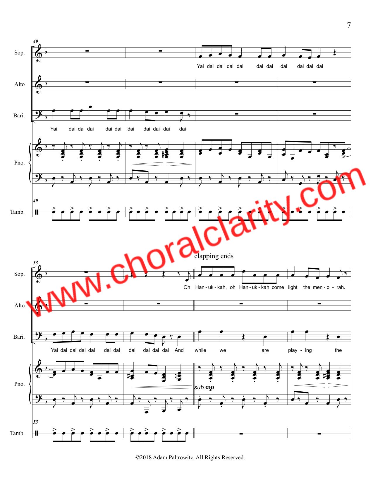 Choral Clarity WatermarkOh Hanukkah SAB-7