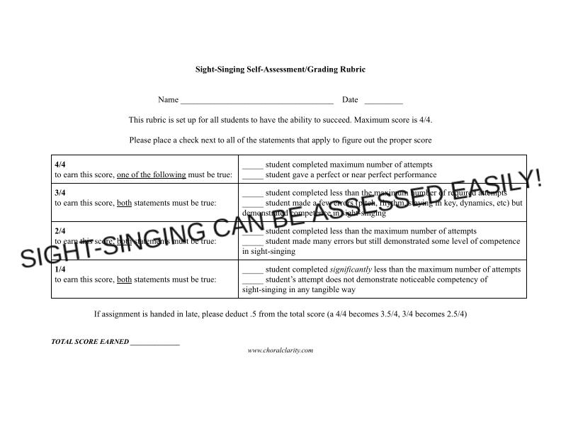 Sight Singing Rubric